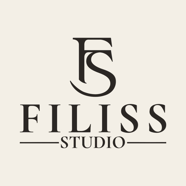 Black FILISS STUDIO logo with a stylized FS monogram above the words 'FILISS STUDIO' on a linen background.