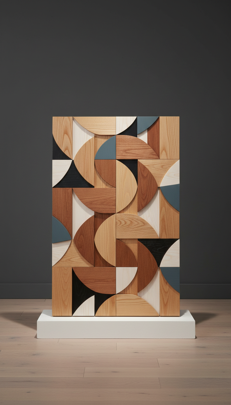 Maple geometric wall art panel