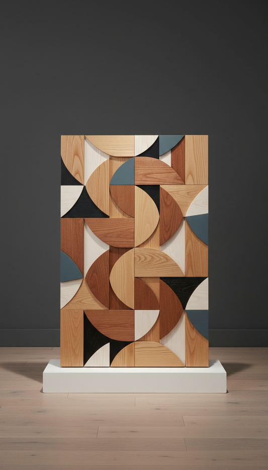 Maple geometric wall art panel